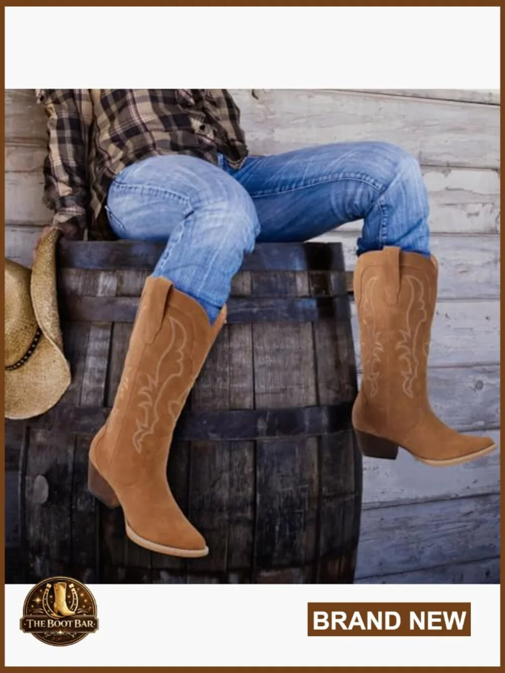 Women's Mid-Calf Cowboy Boots Faux Leather Pointed Toe Block Heel Pull-On - Picture 3 of 6